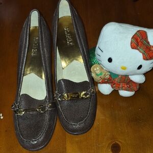 MICHAEL Michael Kors Brown Moccasins with Gold Chain